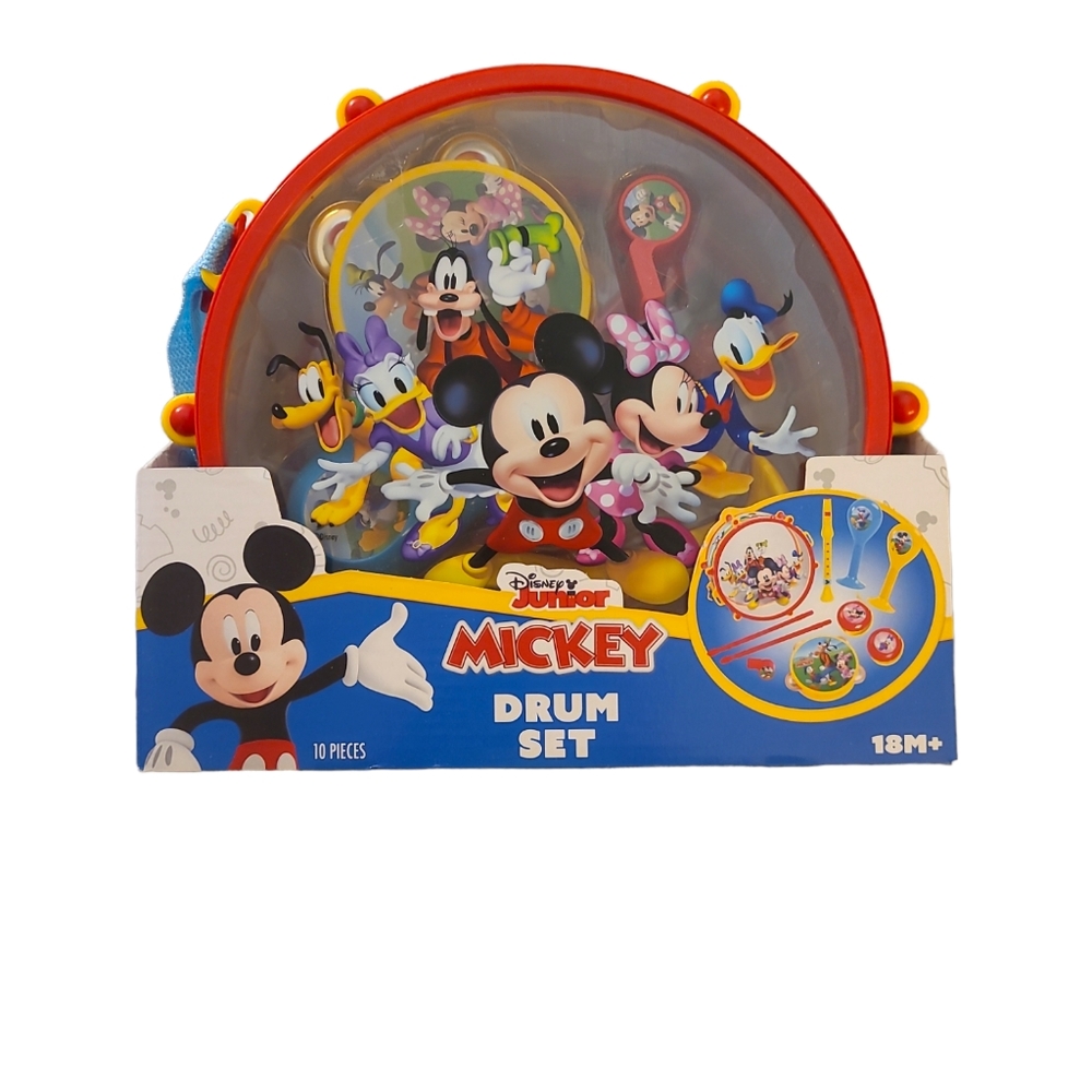 Mickey Mouse Drum Set Disney 10 Pc Band Musical Instruments Age 18M+